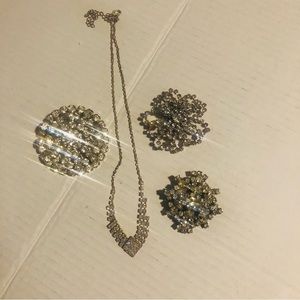 Antique and Vintage Rhinestones Brooches and Necklace